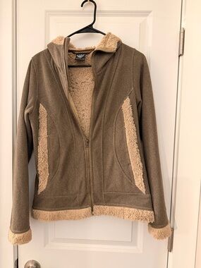 Kuhl Olive Green Teddy Jacket with Cream Sherpa Trim
